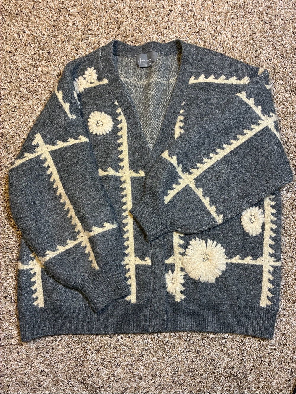 By Anthropologie Catherine Embroidered Floral Open Knit Cardigan - Picture 4 of 14